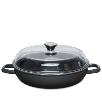 Riess Schmorpfanne mit Glasdeckel Nouvelle Pur Dark Grey Zylindrisch Extra Stark